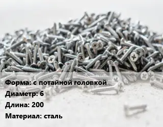 Шуруп с потайной головкой 6х200 сталь